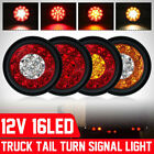 24V 4"inch Round LED Truck Trailer Stop Turn Tail Brake Lights Waterproof 16-LED
