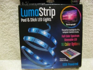 LumaStrip 6.5' Peel & Stick LED Lights USB Powered 16 Colors w/ Remote *NEW* - Picture 1 of 4
