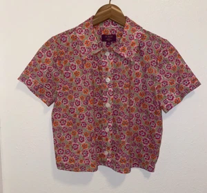 J.Crew Cropped Gamine Shirt in Liberty Ellie Fabric Floral Poppy Size 2 NWOT - Picture 1 of 3