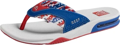 Sandalias patrióticas Reef Fanning - Nuevas con etiquetas para hombre 9 rojo/blanco/azul - #47537-H8 Foto 1 de 2