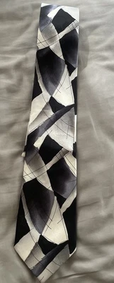 J Garcia Hombres Corbata Contenedores Espaciales Colección Cincuenta Seda EE. UU. Negro/Plateado/Gris Foto 1 de 4