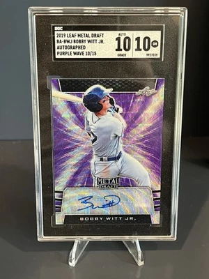 Bobby Witt Jr - 2019 Leaf Metal Draft BA-BWJ Purple Wave Auto /15 SGC 10 Auto 10 - Image 1 of 2