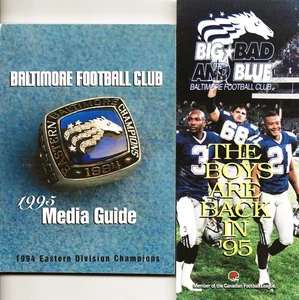 CFL-BALTIMORE COLTS/STALLIONS/FOOTBALL-1995 OFFICIAL MEDIA GUIDE+TICKET BROCHURE - Picture 1 of 8