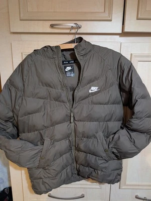 Nike Khaki Green Hooded Padded Warm Puffer Puffa Coat Jacket Unisex Boy Lady XL - Image 1 of 4