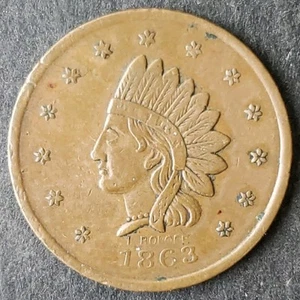 1863 John Schuh's Saloon Trade Token - Picture 1 of 3
