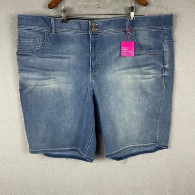 Bermudas Lane Bryant para mujer talla 28 azul denim tiro alto elástico lavado medio nuevas con etiquetas Foto 1 de 4