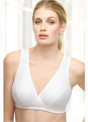 NUEVO BLANCO Marca 40B 40C (Bajo Impacto) Sujetador Deportivo 2-N-1 (WICKS) Correas Anchas  Foto 1 de 4