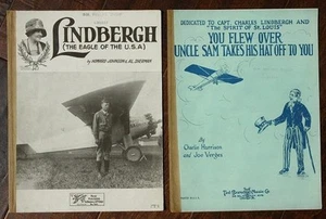 1927 Charles Lindbergh Transatlantic Fight Spirit of St Louis 2 Noten Set - - Bild 1 von 1