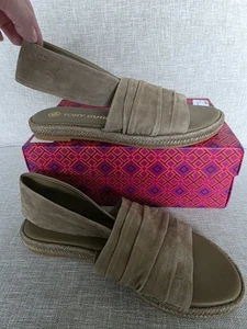 NEW!Tory Burch Gathered Suede Slingback Sandals - Picture 1 of 3