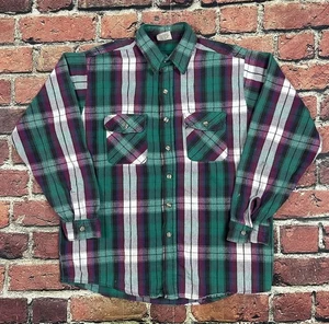 Vintage Five Brother Flanellhemd grün lila kariert 90er Herren Large Tallman USA - Bild 1 von 11