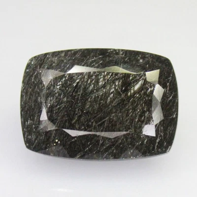 Natural Faceted Black Rutile Quartz In Cushion Shape 23.00 Carats 21x15x10 mm - Image 1 of 4