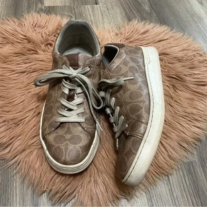 COACH High Line Canvas Signature Brown Sneakers Size 8.5 - Picture 1 of 11