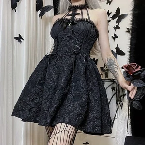Mini Vestido Encaje Telaraña Encaje Vestidos Reino Unido Mujeres Damas Fiesta Halloween Lolita - Imagen 1 de 13