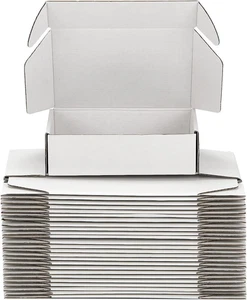 Small Shipping Boxes 8X6X4 Inch (25 Pack) - Sturdy White Corrugated Cardboard Bo - Picture 1 of 6