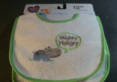 Lot of 2 Hippo Terrycloth Infant Bibs Parents Choice - Image 1 of 2