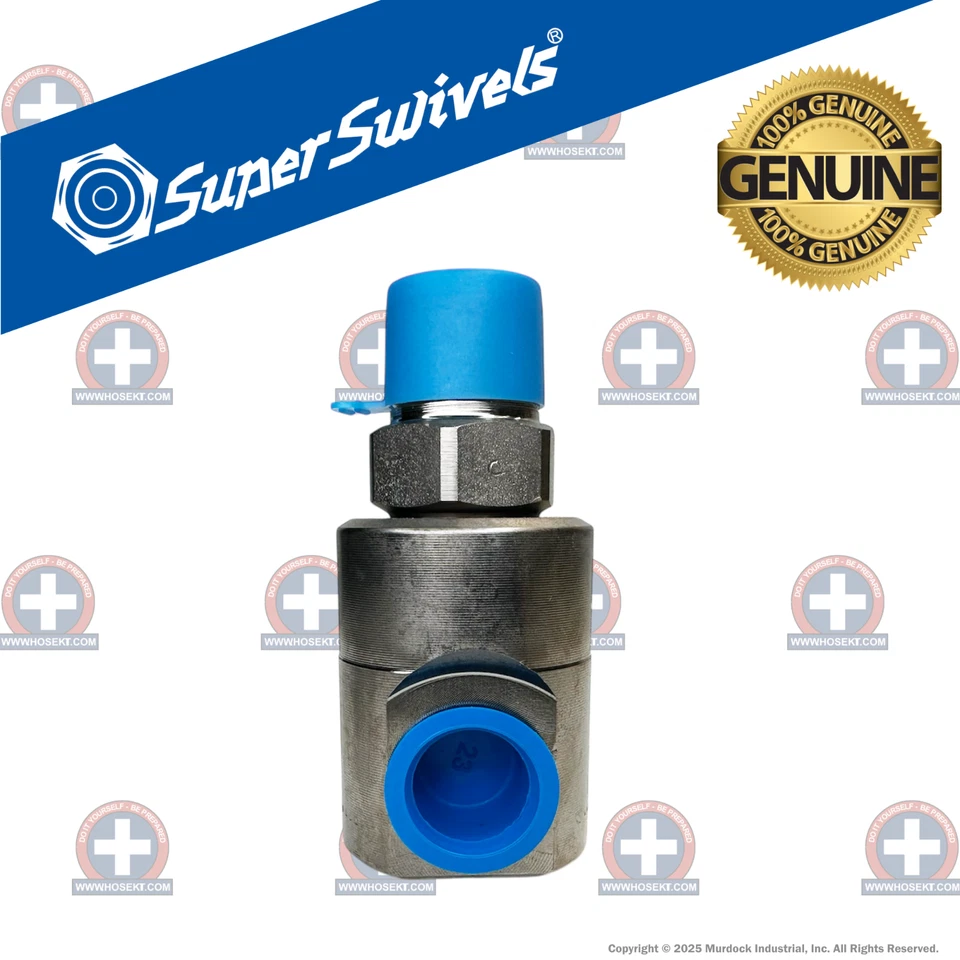 Genuine HoseKit Super Swivel #5125 – 90° 1/2" M x F NPTF, Nickel, Viton Seal - Image 1 of 4