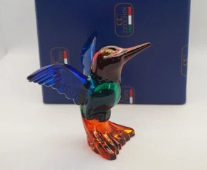 New Murano Amazing Colorful Hummingbird Bird Figurine Italian Art Glass - Picture 1 of 7