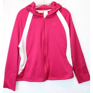 Danskin Now Sweatshirt Hoodie Women XL Activewear Full Zip Fuchsia White - Picture 1 of 8