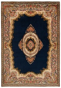 Kerman Handgeknüpfter Perserteppich 265x183 cm-Fine,Orient,Carpet,Rug,Nachtblau - Picture 1 of 12