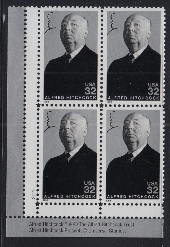 1998 Alfred Hitchcock movie director Sc 3226 plate block of 4 MNH LL - Image 1 of 1