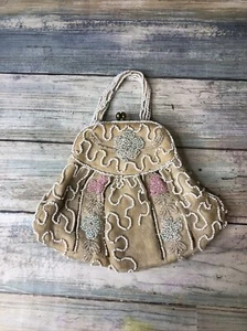 Vintage Ivory Beaded Wedding Day Handmade Clutch Purse Made in Belgium - Picture 1 of 10