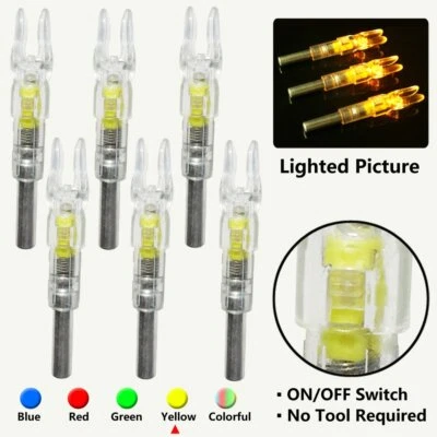 6/12Pc Automatic LED Shooting Archery Arrows Lighted Nocks 6.2mm Arrow Nock Tail - Image 1 of 4
