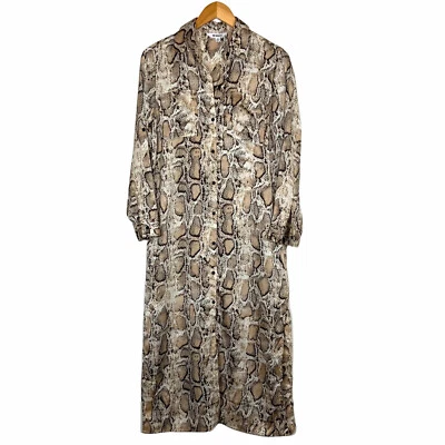 Vestido Camisa BB Dakota Estampado Pitón Pequeño Marrón Abotonado Manga 3/4 Piel de Serpiente Foto 1 de 4