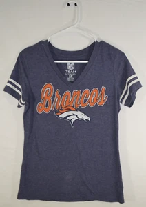 Nike NFL Team Apparel Denver Broncos Womens V-Neck Shirt Small Blue T54 - Picture 1 of 3