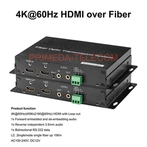 4K HDMI Over Fiber Converter LC with independent 3.5mm audio and RS232 up 10Km - Picture 1 of 16