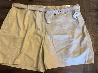 New NWT Women’s Plus Size 30W Fashion Bug Tan Shorts w/Belt 7” Inseam Bottoms - Image 1 of 4