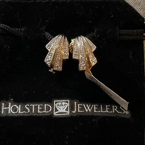 Pendientes con clip con acentos de diamantes en tono dorado de moda 5/8"" JOYEROS CON FUNDA - Imagen 1 de 8