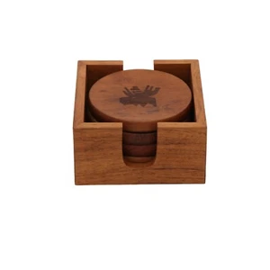 Sottobicchieri da tavolo in legno di teak rustico nordico (set di 4) - Foto 1 di 4