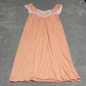 Vintage Danni New York Nightgown Womens Medium Coral Lace V Neck - Picture 1 of 7