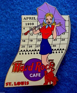 ST LOUIS COPPER *PROTOTYPE* VARGAS STYLE APRIL CALENDAR GIRL Hard Rock Cafe PIN - Picture 1 of 1