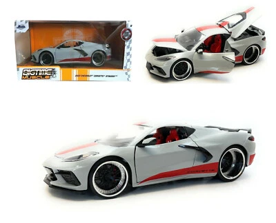 Jada 1:24 BigTime Muscle 2020 Gray Chevrolet Corvette Stingray C8 Model 33045 - Image 1 of 4