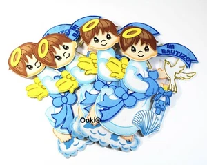 10pc Blue Boy Angel Cutout Die Cut Mi Bautizo Baby Shower Party Scrapbook Decor - Picture 1 of 1