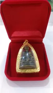 Phra LP Tuad Wat Phako Gold Micron Case Pendant Talisman Thai Buddha Amulet - Picture 1 of 3