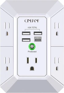 Ladegerät Überspannungsschutz QINLIANF 5 Steckdosen Extender mit 4 USB Ports - Bild 1 von 3