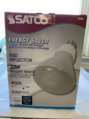 SATCO S7242 (23R40 )Medium Base R40 Reflector 4100K 120V Replaces 85W White New - Image 1 of 4