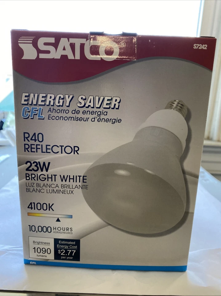 SATCO S7242 (23R40 )Medium Base R40 Reflector 4100K 120V Replaces 85W White New - Image 1 of 4