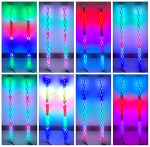 Pair of 2FT RGB & Color Chasing Spiral LED Whip Lights Brightest IP67 APP+Remote - Foto 1 di 11