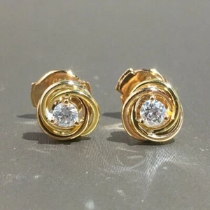2 CT Round Cut Simulated Diamond Women's Stud Earrings 14K Yellow Gold Plated - Picture 1 of 8