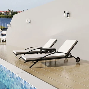 Tidyard 3 Piece Patio Lounger Set Cushioned Double Backrest Adjustable T5Y3 - Picture 1 of 7