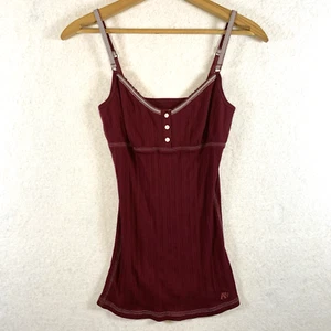 Vintage Aeropostale Womens Y2K Ribbed Babydoll Cami Top Sz M Red Elena Gilbert - Picture 1 of 14