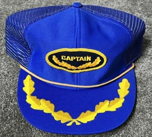 Vintage "Captain" Mütze Trucker Mesh Cap blau mit gold bestickt Snapback NEU! Neu ohne Etikett! - Bild 1 von 7
