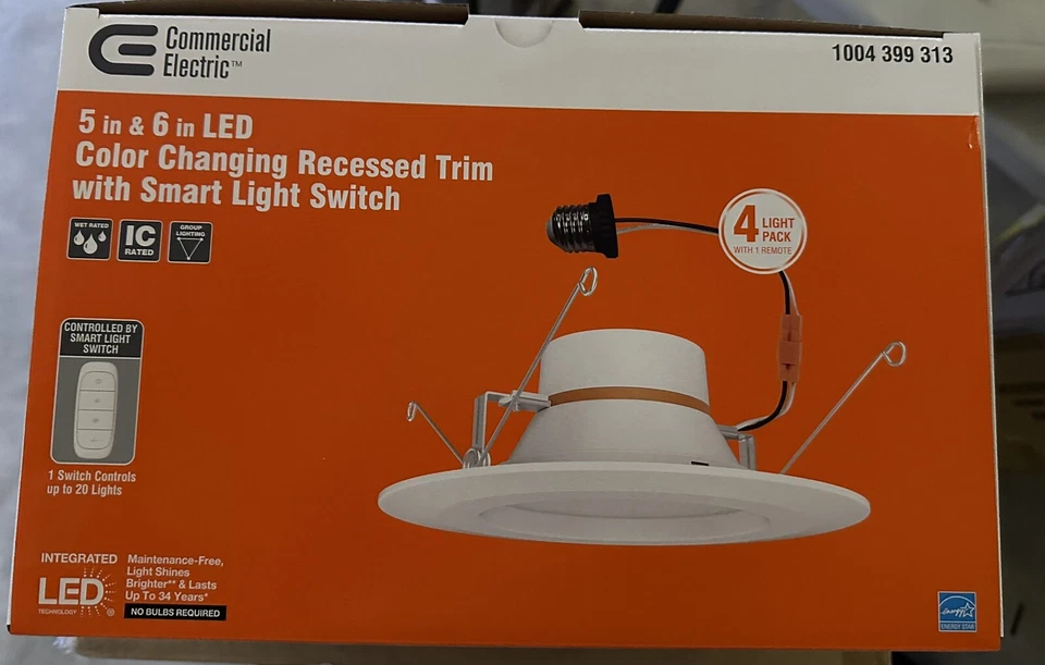 Commercial Electric LED Color Changing Recessed Trim - White (4 Pack)