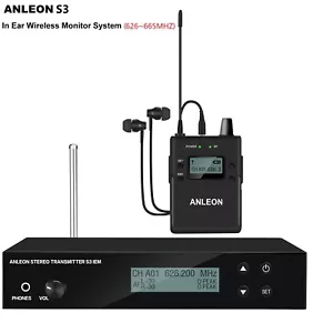 Wireless In-ear Monitor System UHF Stereo IEM System Stage Monitoring 626-662MHZ - Picture 1 of 5
