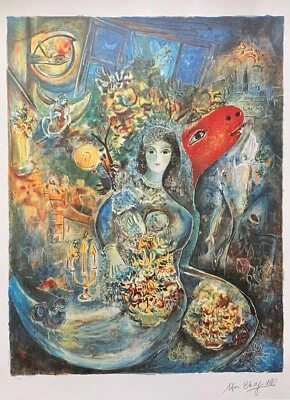 Marc Chagall BELLA Limited Edition Facsimile Signed Lithograph Art 34" x 23" - Image 1 of 4