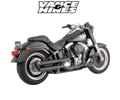 Vance & Hines Twin Slash negro sin cordones para Harley Davidson Softail Fatboy 07-17 Foto 1 de 4