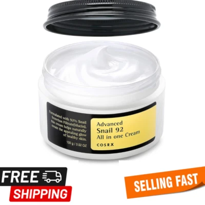 Crema hidratante COSRX Snail Mucin 92 % 3,52 oz/100 g - crema facial reparadora diaria - todas las pieles Foto 1 de 4